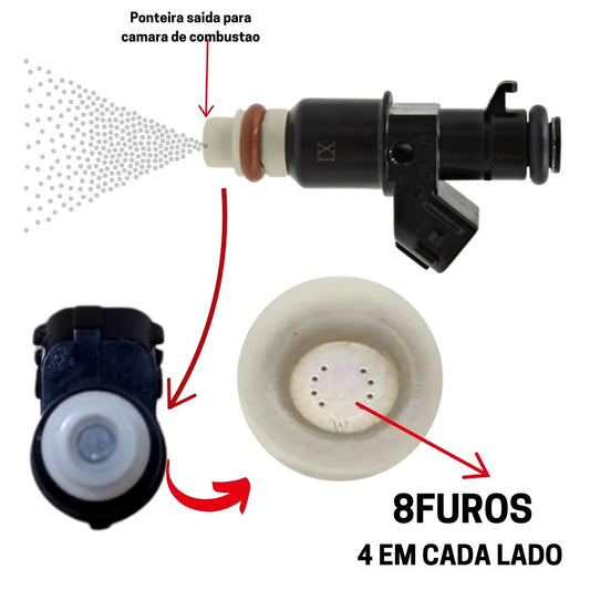 Bico Injetor Honda Fit/New Fit/New Civic/CRV (8Furos - 4 De Cada Lado)16450-Rna-A01