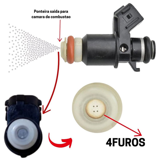 KIT 4 PEÇAS Bico Injetor Honda Civic Fit/New Fit (4 Furos)/4Furos/16450-Plc-003/16450-Pld-004/